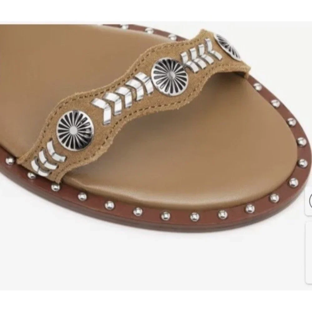 Ash Women's Paquito Fringe Suede Leather Sandal BROWN Western EU 40 US 9.